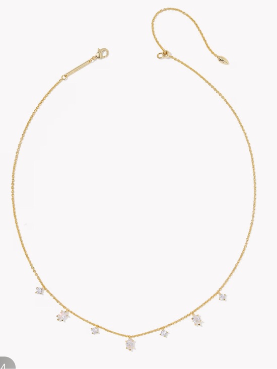 Kendra Scott Jewelry - Kendra Scott | 7-Stone Caitlin Gold Plated Necklace | Clear Stone Charms